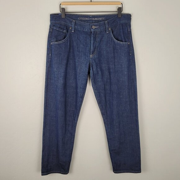 Citizens Of Humanity Jeans Straight Leg Crop Low Rise Dark Wash Blue Size 28 - Picture 1 of 14